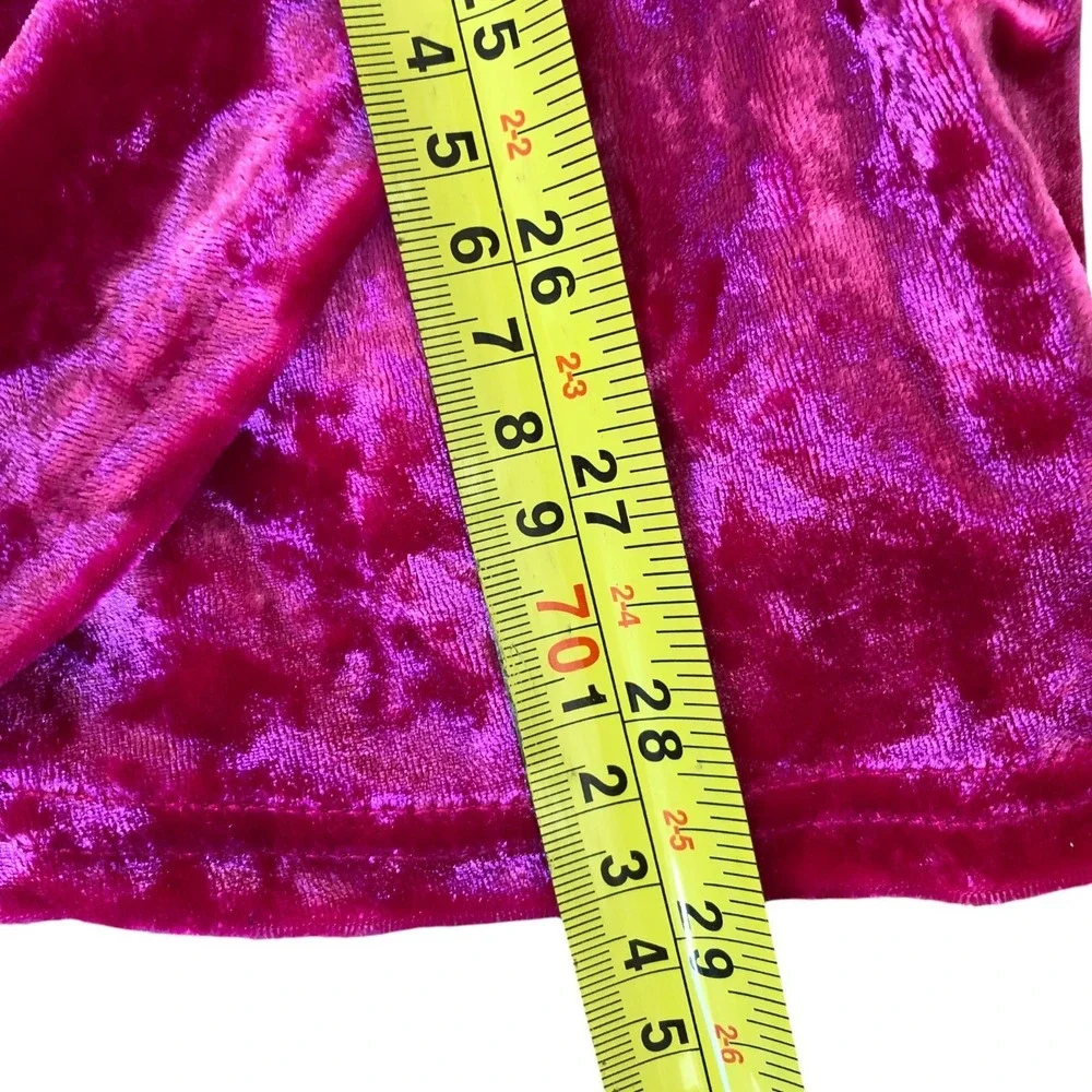 New! V-Neck Fuchsia Pink Velvet Strappy Sexy Mini‎ Cocktail Party Dress Sz S